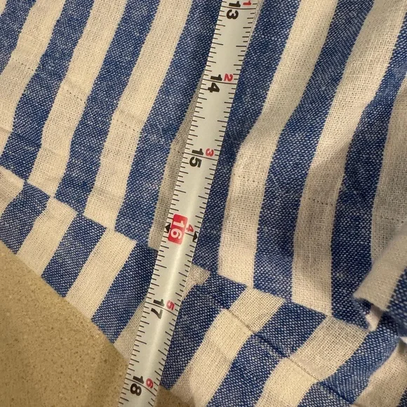 Ava Vic Shorts Blue White Striped Linen Blend Preppy Beach - Picture 9 of 13